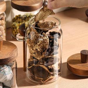 Legno di Acacia coperchio di vetro sigillato chicco di caffè barattolo di stoccaggio con scatola di immagazzinaggio per il caffè in polvere tè caramella cucchiaio di stoccaggio - Product Image 5