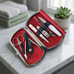 Article populaire : Kit de manucure professionnel, perceuse à ongles électrique, acier inoxydable, portable, coupe-ongles 5-en-1, emballage en étui - Product Image 3