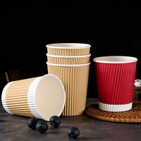 Gobelets en papier ondulé jetables, écologiques et recyclables pour café chaud et thé au lait, isolés, multiformats, rouges – Vendeur direct usine Chine