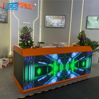 Comptoir d'accueil et bar combinés avec affichage LED trois faces personnalisé, OEM ODM pour salles d'exposition de marques et événements commerciaux