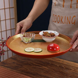 Double-sword round non-slip <b>tray</b>, wood grain Japanese-style <b>tray</b>, dessert <b>tray</b>, <b>tea</b> <b>tray</b>, sushi <b>tray</b>, sukiyaki, Japanese and - Product Image 4