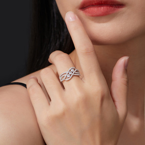 Anillo de Moissanita con Tres Piedras Entrelazadas, Plata de Ley S925, Anillo de Compromiso, Boda, Promesa, Joyería de Moda para Mujer, Regalo - Product Image 3