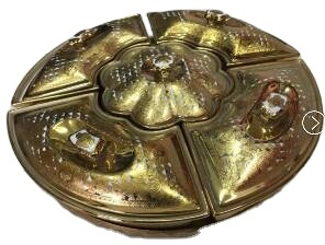 اندونيسيا 7 قطعة الذهب مطلي الخزف أطباق فاكهه - Product Image 4