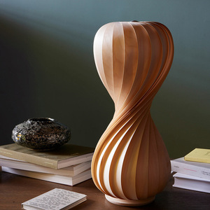 Lampe de table en bois, design nordique, ampoule LED E27, lumière douce pour les yeux, salon, chevet - Product Image 3