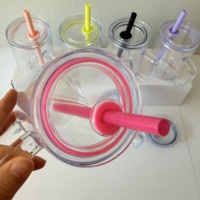 Nouveautés : Gobelet en plastique de 17 oz avec poignée, double paroi, sans BPA, pré-percé, avec paille et couvercles pour loisirs créatifs DIY