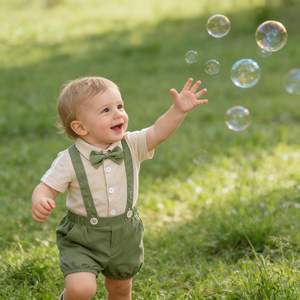 <span class=keywords><strong>Baby</strong></span> Jungen Formelles Outfit-<span class=keywords><strong>Set</strong></span> Baumwollkleidung Strampler mit Fliege & Hosenträger-Shorts Sommer-Anzug Neugeborenen-Kleidung <span class=keywords><strong>Baby</strong></span>-Partykleid - Product Image 3