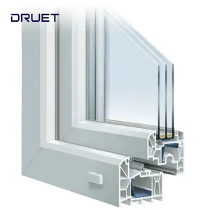 China AS2047 latest design double glazed white grill balcony 3 tracks upvc/pvc small sliding window
