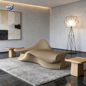 Ensemble de chaises d'attente décoratives en bois, autres meubles commerciaux, banc public, canapé, siège en bois - Product Image 2