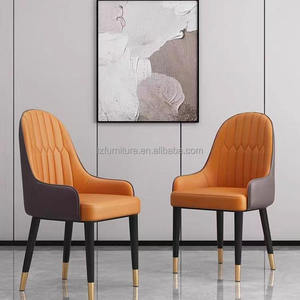 Chaises de salle à manger modernes pour hôtel, mobilier de maison, métal personnalisable, cuir, 5 pièces pour la maison, le bureau et l'appartement - Product Image 2