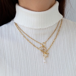 Collane Trendy SongYi per Donne in Acciaio Inossidabile, 5 Stili con Ciondolo a Cuore, Stella, Zircone, Madreperla, Placcato Oro, Gioielli Quotidiani - Product Image 2