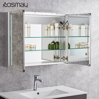 Kabinet Cermin Kamar Mandi LED Aluminium dengan Pintu Ganda dan Kapasitas Penyimpanan Besar