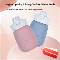 Bouteille d'eau pliable en silicone de 1200 ml |   Gourde de voyage pliable pour la randonnée/camping (sans BPA et étanche)