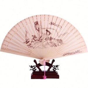 Fatingna Ancient Style Sandalwood Folding Fan Intricate Engraving Hollow Classical Wooden Crafts Wooden <b>Boxes</b> Wall Signs - Product Image 1