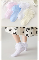 Chaussettes de danse latine pour enfants Chaussettes de danse pour filles Chaussettes de princesse fines en dentelle Coton pur Printemps Automne Dentelle blanche Filles d'été