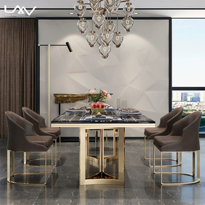 Juego de <span class=keywords><strong>comedor</strong></span> <span class=keywords><strong>cromado</strong></span> moderno y elegante, mesa de cocina con tapa de mármol para el hogar, oficina, restaurante, sala de estar - Product Image 6