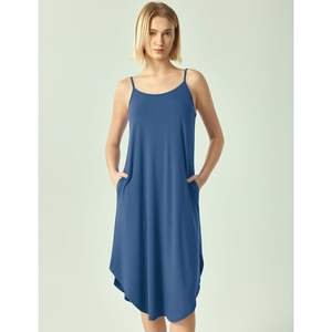 Chemise de nuit en bambou pour femme, robe de nuit sans manches avec poches, bretelles spaghetti, vêtements de nuit pour femme - Product Image 2