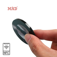 Tag Piringan Hitam Vinyl NFC 13.56Mhz Warna Hitam dengan Gambar Musik, Magnet Akrilik untuk Kulkas