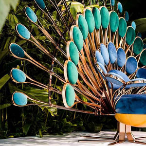 كرسي طاووس فردي بتصميم حديث على الطراز الاسكندنافي ، كرسي فاخر أصفر بتصميم مخملي مخملي لأثاث غرفة المعيشة - Product Image 5