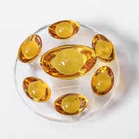 JINGHANLU Bloc et cube en verre de cristal poli, motif lingot d'or et configuration sept étoiles, porte-bonheur, cadeau artisanal et petite décoration d'intérieur