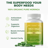 Rosebest, fournisseur chinois, vente en gros, formule personnalisée, emballage en vrac, capsules d'extrait de poudre de feuilles de Moringa 100% pure et végétalienne, complément alimentaire