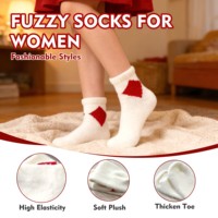 Chaussettes d'intérieur pour femmes en polaire corail blanc, super douces, épaisses, thermiques, respirantes, confortables, pour dormir, hiver, maison, sol