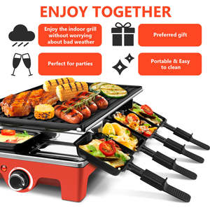 Parrilla eléctrica <span class=keywords><strong>Raclette</strong></span> de 3 capas para 8 personas con 8 sartenes pequeñas antiadherentes 2 en 1 - Product Image 6