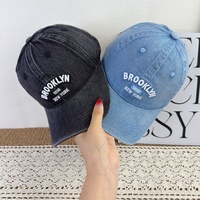 Gorra de Béisbol Vintage de Mezclilla Lavada con Bordado de Letras, Unisex, Nueva, Versátil, Estiliza el Rostro, Sombrero para el Sol de Otoño, a la Moda