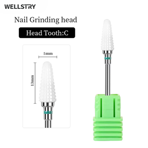 WELLSTRY Embouts de ponceuse à ongles en céramique en forme de cône pour retirer le vernis gel et nettoyer les peaux mortes, fraises électriques pour manucure et pédicure, boîte - Product Image 2