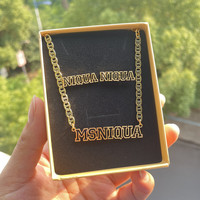 QIUHAN OEM personnalisé nom collier bague et boucles d'oreilles cadeau de fête lettre creuse plaque signalétique ensemble de bijoux