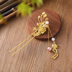 Épingle à cheveux rétro en forme de phénix pour femme, accessoire de coiffure chinois Hanfu, bijou de chignon en cristal doré, diadème vintage - Product Image 2