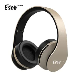Eson fone de ouvido fm premium, leve e ajustável, com fio, som estéreo, com microfone