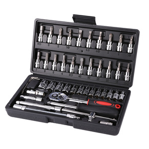 Juego de Llaves de Trinquete de 46 Piezas, Kit de Herramientas para Reparación de Autos y Motocicletas, Llave Combinada, Llave de Tubo, Destornillador - Product Image 1