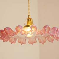 Lampe suspendue de plafond de cuisine en verre artisanal rose moderne, forme unique, pour restaurant, salon