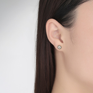 Chất Lượng Cao Đồ Trang Sức 925 Sterling Sliver Ma Quỷ Mắt Màu Xanh Zirconia Vòng Stud Bông Tai Cho Phụ Nữ - Product Image 2