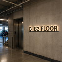 Lettres en acier inoxydable rétroéclairées CE RoHS, panneau d'indexation au sol, numéro de porte de bureau, signalétique commerciale pour hall d'ascenseur