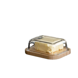 Vassoio di servizio di bambù con copertura di vetro trasparente burro piatti tagliere coperchio trasparente per il cibo che serve - Product Image 2