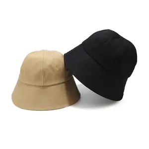 일반 색상 자외선 차단제 사용자 정의 디자인 100% 면 대량 도매 디자이너 럭셔리 가을 면 버킷 모자