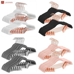Lavinia <span class=keywords><strong>negozi</strong></span> di abbigliamento per la casa moderni grucce floccate grucce ultrasottili di alta qualità appendiabiti multifunzione in velluto - Product Image 6