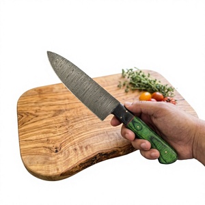 Ensemble de couteaux de cuisine en acier Damas, 5 pièces, manche en bois, lames droites, couteaux de chef, lame polie, ambidextres, haute qualité, 58-60HRC - Product Image 3