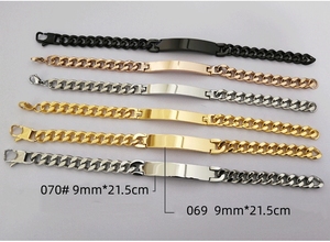 Bracciale di moda gioielli all'ingrosso possono essere incisi in bianco parola Logo Design in acciaio inox barra bracciale Set per gli uomini delle donne - Product Image 2