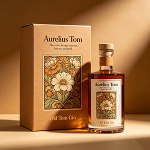 Boîte en papier pliable avec impression personnalisée et gaufrage en feuille d'or, pour gin Old Tom infusé aux plantes, coffret cadeau pour spiritueux haut de gamme - Product Image 1