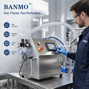 BANMO Bomba Magnética de Cabezal Único, Máquina Automática de Llenado de Líquidos 40L/Min, Pantalla Táctil PLC, Llenadora de Acero Inoxidable 800W para Jugos - Product Image 1