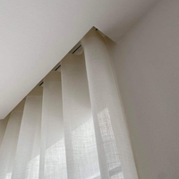 Cortinas de Tul de Poliéster con Aspecto de Lino Suave para Hotel, Cortinas Voile Ecológicas para Ventanas Francesas, Decoración de Sala de Estar