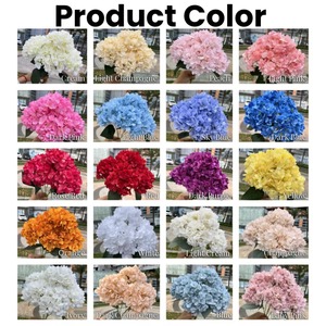 Hydrangeas artificiels en tissu de soie de haute qualité, 5 têtes, bleus, pour décoration de mariage - Product Image 3