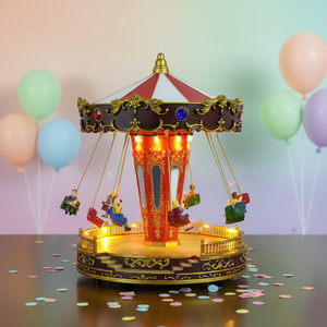 Kerstcarrousel muziekdoos met LED-verlichting en draaifuncties, groothandel, kerstdecoratie voor feestelijke presentatie - Product Image 1