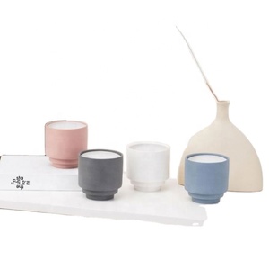 Fashion Home Decoration Matte Multi-colored Wedding <b>Candle</b> Cup Container Ceramic Empty <b>Candle</b> Jars Without Lid - Product Image 1