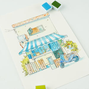 Ensemble de démarrage d'aquarelle et de <span class=keywords><strong>gouache</strong></span> solides - 18 couleurs, boîte non toxique, fournitures d'art sur papier portables - Product Image 6