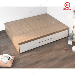 Cadre de lit en bois de style boîte au design moderne Surface résistante aux rayures Cadre de lit de type boîte avec surface lisse anti-rayures - Product Image 5