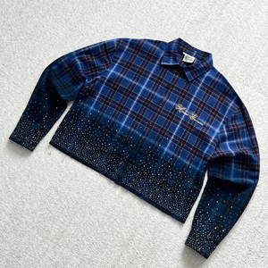 Oversize manica corta Boxy Fit tutto su di cristallo da <span class=keywords><strong>uomo</strong></span> Baggy Cropped botton up produttore Plaid Checker <span class=keywords><strong>camicia</strong></span> di flanella - Product Image 6