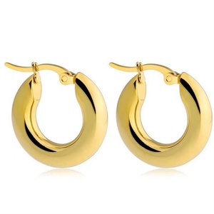 Pendientes de Aro de Acero Inoxidable Chapados en Oro, Joyería Fina de Moda al por Mayor, Accesorios para Mujer - Product Image 5